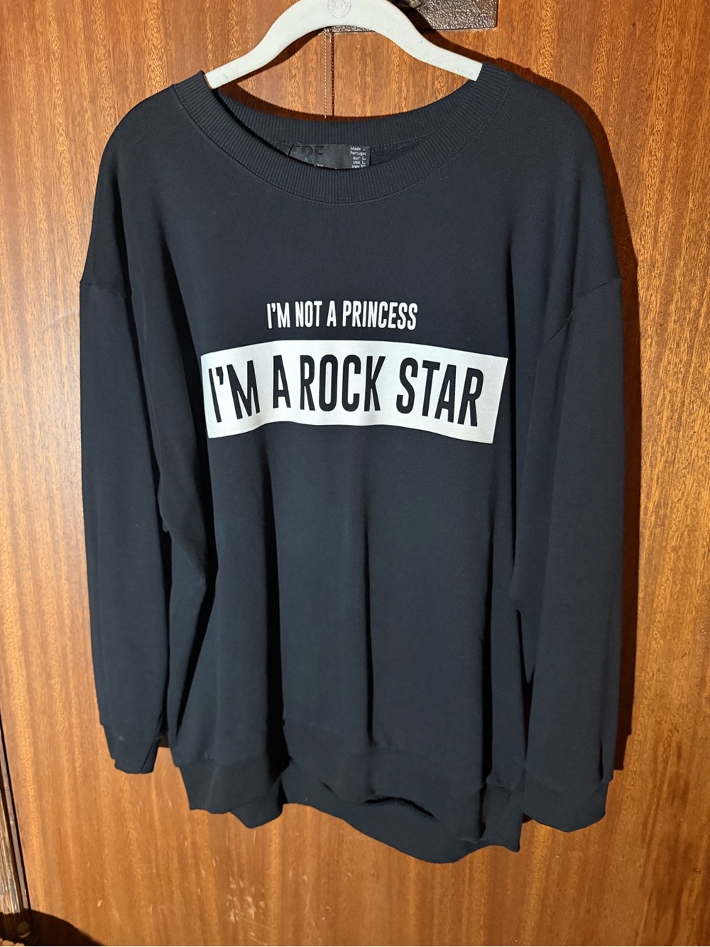 Zara Black Sweatshirt with White 'I'm A Rock Star' Graphic